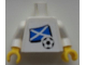 Part No: 973pb0777c01  Name: Torso Soccer White/Blue Team, Scottish Flag Sticker Front, Black Number Sticker Back Pattern (specify number in listing) / White Arms / Yellow Hands