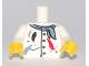 Part No: 973pb0848c01  Name: Torso Painter's Smock with Buttons, Scarf and Paint Spots Pattern / White Arms/ Yellow Hands