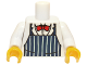Part No: 973pb1052c01  Name: Torso Dark Blue Apron with White Stripes, Red Bow Tie Pattern / White Arms / Yellow Hands