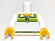 Part No: 973pb1090c01  Name: Torso Shirt with Collar and Lime Stripes, Yellow Neck Pattern / White Arms / Yellow Hands