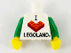 Part No: 973pb1941c01  Name: Torso I Brick LEGOLAND Pattern / Green Arms / Yellow Hands