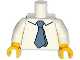 Part No: 973pb2001c01  Name: Torso Simpsons Shirt with Collar, Sand Blue Tie Pattern / White Arms / Yellow Hands