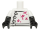 Part No: 973pb2116c01  Name: Torso Lab Coat with 3 Black and Gray Clasps, Belt and Magenta Stains Pattern / Black Arms with Molded White Short Sleeves Pattern / Black Hands