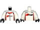 Part No: 973pb2299c01  Name: Torso Racing Suit with Audi Logo and 'R8' on Front and Back Pattern / White Arms / Black Hands
