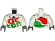 Part No: 973pb2306c01  Name: Torso Octan Logo Racing Suit with Silver Zipper Pattern / White Arms / Dark Bluish Gray Hands