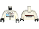 Part No: 973pb2449c01  Name: Torso Racing  Suit with 'PORSCHE DMG MORI' and Mobil 1 Logo Pattern / White Arms / Black Hands
