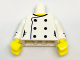 Part No: 973pb2708c01  Name: Torso Female Chef with 6 Black Buttons and Yellow Neck Pattern / White Arms with Black Cuffs and Buttons Pattern / Yellow Hands