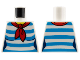 Part No: 973pb2734  Name: Torso Female Shirt with Dark Azure Horizontal Stripes, Red Scarf, Yellow Neck Pattern