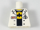 Part No: 973pb2800  Name: Torso Lab Coat with Pen and Red 'GIT' over Black Shirt with Yellow Batman Logo Pattern