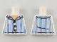 Part No: 973pb3252  Name: Torso Pajamas Top with Light Nougat Neck, Tan Buttons, Bright Light Blue Vertical Stripes Pattern