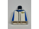 Part No: 973pb3588  Name: Torso Speed Champions Jumpsuit with Blue Markings and Chevrolet Logo Pattern