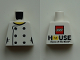 Part No: 973pb3637  Name: Torso Female Chef with 6 Black Buttons and Yellow Neck, 'LEGO HOUSE Home of the Brick' on Back Pattern