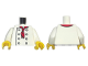 Part No: 973pb3863c01  Name: Torso Chef with 8 Buttons, Long Red Neckerchief, No Wrinkles Pattern / White Arms / Yellow Hands