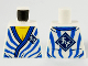 Part No: 973pb4159  Name: Torso Tunic, Yellow Chest, Blue Hem, Stripes and Ninjago Logogram 'VS' in Dark Blue Diamond Pattern