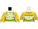 Part No: 973pb4572c01  Name: Torso Female Swimsuit with Lime, Yellowish Green and Medium Nougat Circles and Dots Pattern / Yellow Arms / Yellow Hands