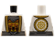 Part No: 973pb4782  Name: Torso Robe with Gold Hem, Dark Bluish Gray Bandana and Sash, Armor with Dark Orange Trim Pattern