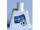 Part No: 973pb4909  Name: Torso Soccer White/Blue Team, Swedish Flag Sticker Front, Black Number Sticker Back Pattern (specify number in listing)
