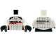 Part No: 973pb5136c01  Name: Torso Racing Suit with 'PORSCHE MOTORSPORT', Black and Red Stripes, and Silver Lines and Stitching Pattern / White Arms / Black Hands