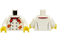 Part No: 973pb5434c01  Name: Torso Chef Jacket with 8 Buttons and Dark Orange Splotches, Red Neckerchief Pattern (BAM) / White Arms / Yellow Hands
