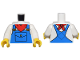Part No: 973pb5497c01  Name: Torso Blue Overalls, Pocket, Gold Buckles, and Red Bandana Pattern / White Arms / Yellow Hands