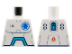 Part No: 973pb5643  Name: Torso Robot with Sand Blue Panel Lines, Blue EMT Star of Life, Dark Azure Angled Arc, Battery Level and Red Symbol on Back Pattern