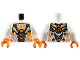 Part No: 973pb5722c01  Name: Torso Armor, Dark Bluish Gray Plates, Orange and Yellow Trim Pattern / White Arms / Orange Hands