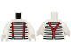 Part No: 973pb5740c01  Name: Torso Shirt with Black Stripes, Red Suspenders with Dark Bluish Gray Buckles Pattern (BAM) / White Arms / White Hands
