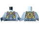 Part No: 973pb5776c01  Name: Torso Armor with Dark Bluish Gray and Gold Plates, Dark Purple and Medium Lavender Accents and Black Skull on Back Pattern / Light Bluish Gray Arms / Dark Bluish Gray Hands