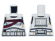Part No: 973pb6149  Name: Torso SW Armor Stormtrooper, Simplified Armor with Shoulder Belts, Dark Red Bandages Around Chest, Gold Cracks Pattern