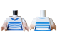 Part No: 973pb6268c01  Name: Torso Female T-Shirt, Light Nougat Neck, Blue Collar and Stripes Pattern / Light Nougat Arms with Molded White Short Sleeves / Light Nougat Hands