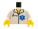 Part No: 973px168c01  Name: Torso Hospital EMT Star of Life, Open Collar, Pocket Pen Pattern / White Arms / Yellow Hands