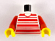 Part No: 973px62c01  Name: Torso Horizontal Red Stripes Pattern / Red Arms / Yellow Hands