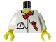 Part No: 973px91c01  Name: Torso Time Cruisers Red Bow Tie, Pencil and Pocket Watch Pattern / White Arms / Yellow Hands