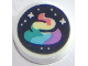 Part No: 98138pb135  Name: Tile, Round 1 x 1 with Stars and Rainbow Swirl on Black Background Pattern