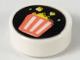 Part No: 98138pb152  Name: Tile, Round 1 x 1 with Coral Striped Popcorn Bucket on Black Background Pattern