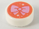 Part No: 98138pb154  Name: Tile, Round 1 x 1 with Bright Pink Bow and White Stars on Coral Background Pattern