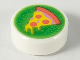 Part No: 98138pb164  Name: Tile, Round 1 x 1 with Yellow Pizza Slice with Coral Crust and Pepperoni on Bright Green Background Pattern