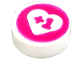 Part No: 98138pb242  Name: Tile, Round 1 x 1 with '+1' in Heart on Magenta Background Pattern