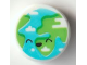 Part No: 98138pb251  Name: Tile, Round 1 x 1 with Black Closed Eyes and Open Mouth Smile on Bright Green and Medium Azure Planet with Clouds Pattern