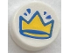 Part No: 98138pb345  Name: Tile, Round 1 x 1 with Yellow Crown with Blue Outline Pattern