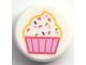 Part No: 98138pb346  Name: Tile, Round 1 x 1 with Bright Pink and Coral Cupcake with Sprinkles Pattern