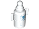 Part No: 98196pb02  Name: Duplo Utensil Baby Bottle with Cow and Scale Lines Pattern