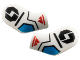 Part No: 981982pb386  Name: Arm, (Matching Left and Right) Pair with Black Octagons, Dark Azure Elbows and Red Sport Mountain Logos Pattern