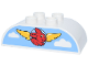Part No: 98223pb052  Name: Duplo, Brick 2 x 4 Slope Curved Double with Red Bunny / Rabbit, Yellow Wings, Clouds and Bright Light Blue Sky Pattern