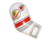Part No: 982pb068  Name: Arm, Right with Astronaut Spacesuit Panels, Gold Classic Space Logo, Red Stripe and 4 Pinstripes Pattern