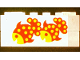 Part No: BA194pb01  Name: Stickered Assembly 6 x 6 x 2 with Orange and Yellow Fish on White Background Pattern (Sticker) - Set 265-1, 1 Brick 1 x 4, 3 Brick 1 x 6