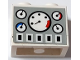 Part No: BA331pb01  Name: Stickered Assembly 2 x 1 x 1 2/3 with Control Panel with 5 Gauges and Buttons on Light Gray Background Pattern (Sticker) - Set 5571 - 1 Plate 1 x 2, 1 Brick 1 x 2