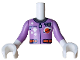 Part No: FTBpb110c01  Name: Torso Mini Doll Boy Spacesuit with Silver Collar, Zippers, Reddish Orange Classic Space Logo and Belt Pattern, White Arms with Hands with Medium Lavender Long Sleeves