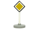 Part No: bb0131pb01c02  Name: Road Sign with Post, Diamond with Black & White Border Major Road Pattern, Type 2 Base