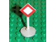 Part No: bb0131pb03c02  Name: Road Sign with Post, Diamond with Red Border, Plain White Inside Pattern, Type 2 Base